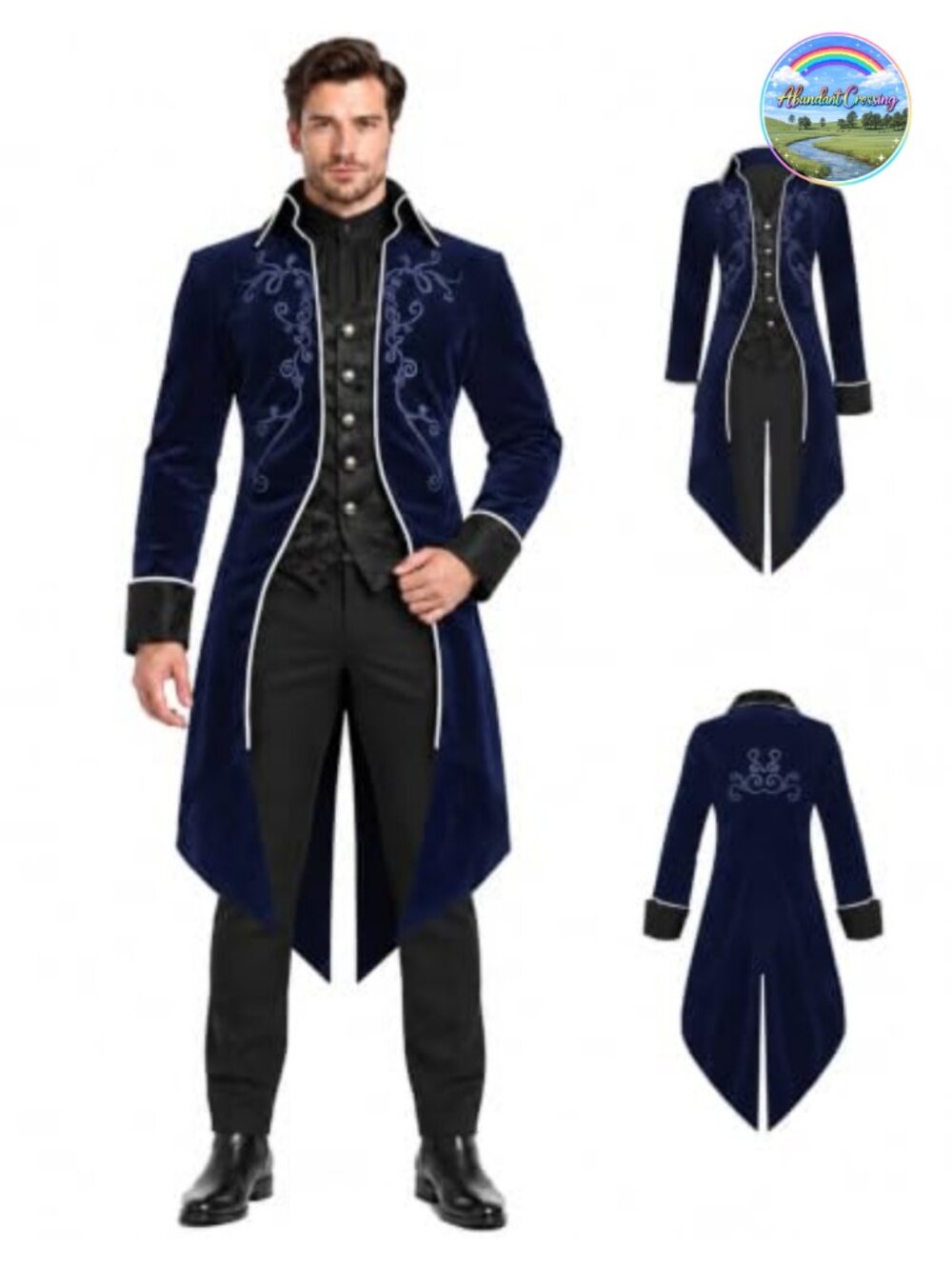Velvet Renaissance Pirate Tailcoat Halloween Costume Frock Coat